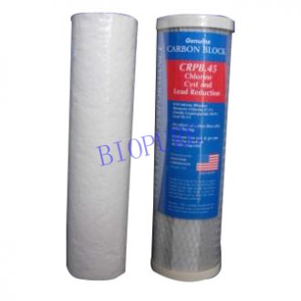 Twin Water Filter Cartridges 0.5 micron Pre and 0.45 Micron Carbon 10 inch