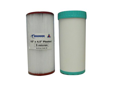 10 x 4.5 inch Twin Water Filter Cartridges Silver Carbon