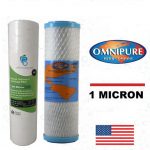 Twin Water filter Cartridges 1 x 0.5 micron pre filter and 1 x 1 micron absolute omnipure carbon filter 10 x 2.5 inch
